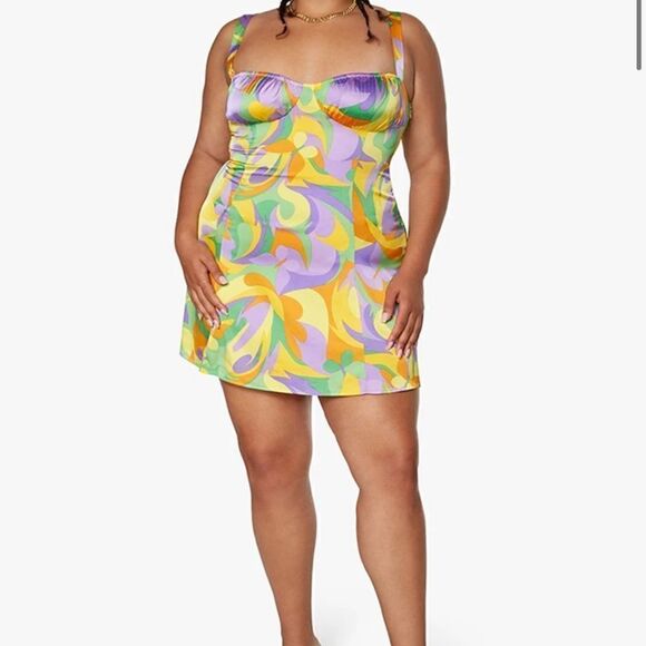 Ruched Cup Princess Saved By The Bell Dress, Multi - Picture 1 of 7